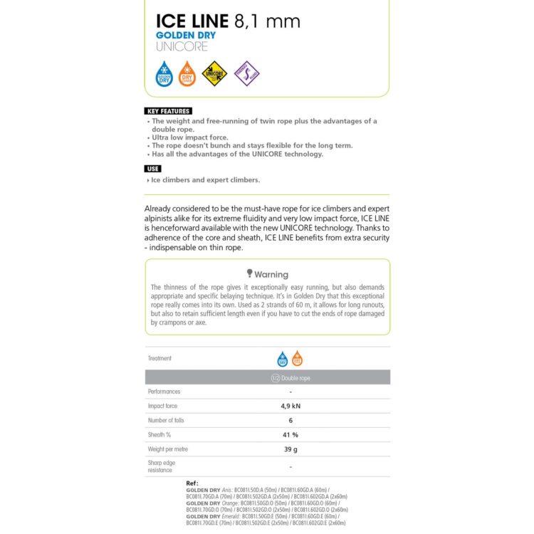 beal ice line golden dry
