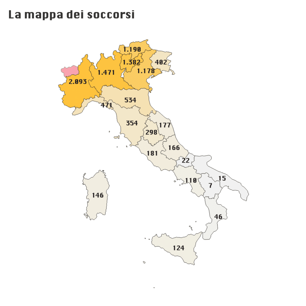 La mappa dei soccorsi